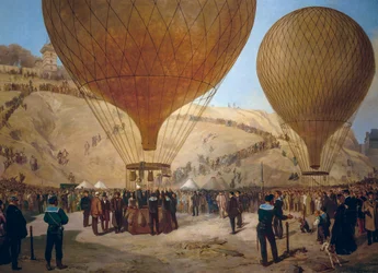 Leon Gambetta tager afsted på Armand-Barbes luftballon under belejringen af Paris, fra Place Saint-Pierre til Montmartre den 7. oktober