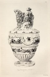 Keramikkens historie: Et beskrivende og filosofisk studie af alle tidsaldres og alle nationers keramik: Spanien: Talavera de la Reina - fajance - kande (Tavle X)