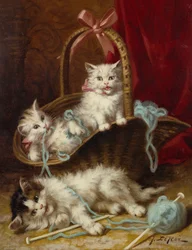 A Basket of Mischief (olie på lærred)