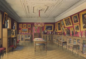 Stroganov-paladset i Sankt Petersborg. Bibliotek, 1865