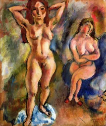 To nøgenbilleder: En stående, en siddende, 1913