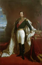 Portræt af kejser Napoleon III (1808-73) i kroningsdragt