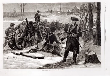 Vinterscene ved Continental Army Campment ved Valley Forge, Pennsylvania, 1780, fra 