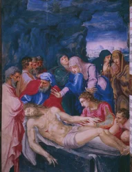 Begravelse, fra en faksimile af Breviary of King Philip II of Spain, 1569 (pergament)