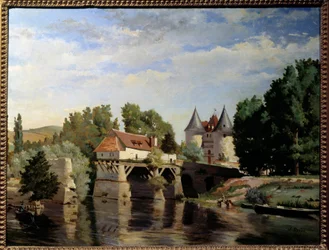 Ruinerne af Vernon Bridge. Maleri af Julien Devos (1846 - 1925)
