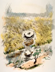 Humoristisk vinillustration 1946.Illustration af Julien Pavil