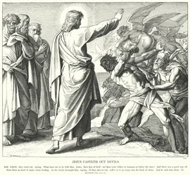 Jesus kaster djævle ud (gravering)
