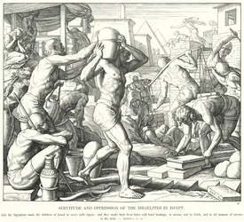 Trældom og undertrykkelse af israelitterne i Egypten (gravering)
