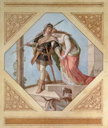 Siegfried og Brunhilde, illustration fra „Nibelungerne“ af Richard Wagner (1813-83)