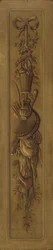 Grisaille med et trofæ ophængt i en bue
