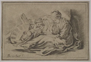 Mor med to børn, 1700-tallet.