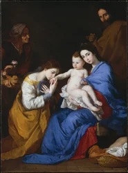 Den hellige familie med de hellige Anne og Catherine af Alexandria