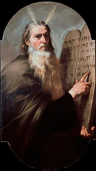 Profeten Moses er en repræsentant, der holder lovens tavler. Maleri af Joseph de Ribera af Spagnoletto (1591-1652) 1638 Dim. 168x97 cm Napoli, San Martino Museum