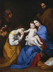 Den hellige familie med de hellige Anne og Catherine af Alexandria, 1648.