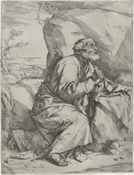 The Penitent Saint Peter, ca. 1621 (radering med gravering på lagt papir)