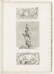 Ornament Panel med Shell Fountain flankeret af guirlander og voluter, pl. 22 i Oeuvre de Juste-Aurèle