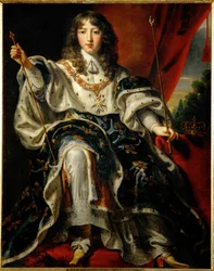 Kong Louis XIV af Frankrig i kroningen (maleri på lærred)