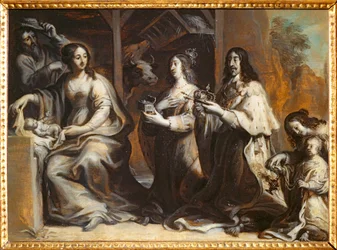 Ludvig XIII, Anne af Østrig og Dauphin beder foran den hellige familie - Ludvig XII ...