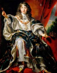 Ludvig XIV, konge af Frankrig (1638-1715) i sine kroningsdragter