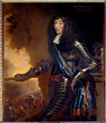 Portræt i fuld længde af Grand Conde, Louis II Prince of Bourbon (Bourbon-Conde) (1621-1686) - Maleri af Juste D