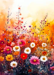 Farverigt vildblomstfelt