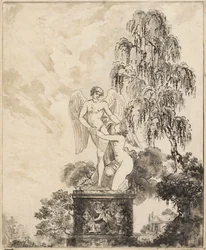Statue under birken.