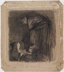 Begravelse, ca. 1903 (kul, pastel og kridt om bord)