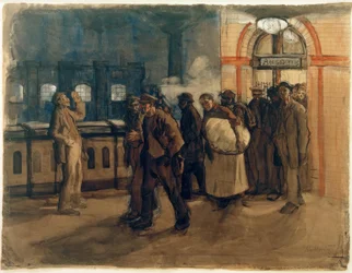 K. Kollwitz, hjemvendte arbejdere på Lehrter-togstationen
