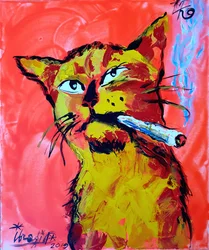 Den seje kat ryger en joint