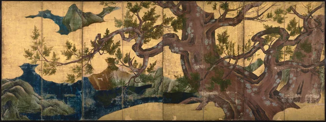 Cypress Tree Eight foldet skærm, 1590