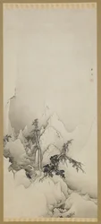 Vinterlandskab: en kløft, Edo-periode, 1883 (blæk på papir)