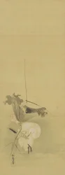 Hejre og lotus, Edo-periode, midten af det 17.-begyndelsen af det 18. århundrede (blæk og farve på silke)