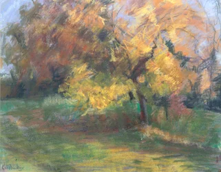 Autumn at May Banks, Sussex, 2000 (pastel på papir)