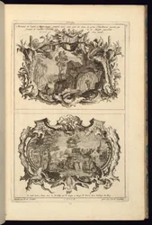 Print, design til to kartoucher, 1745