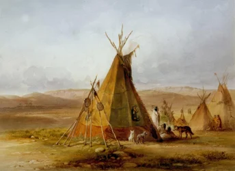 Assiniboinernes lejr - tipi - Karl Bodmer