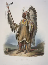 Mato-Tope, en mandan-høvding, graveret af J. Hurliman, udgivet i 1839