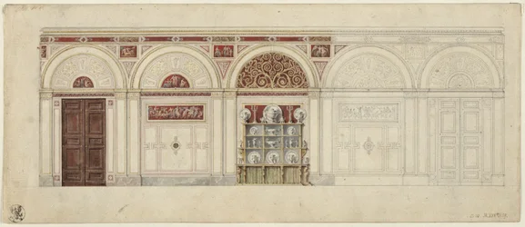 Berlin, Wilhelmstraße 102. Prins Albrecht af Preussens palæ, udkast til spisesalen