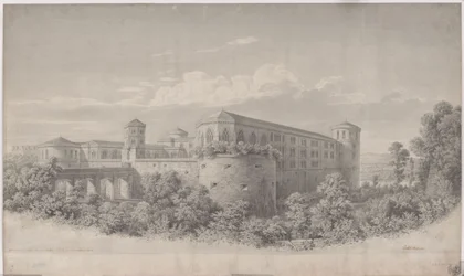 Halle an der Saale. Udkast til ombygning af Moritzburg. Set fra nordøst