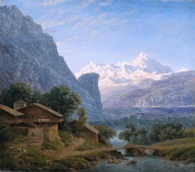 Udsigt over Mont Blanc - Karl Friedrich Schinkel (1781-1841). Olie på lærred
