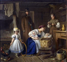 Vådsygeplejerske besøgte sit syge barn par Wenig, Karl Bogdanovich (1830-1908)