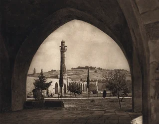 Jerusalem, Udsigt over Oliebjerget fra Templets sted (s/h foto)