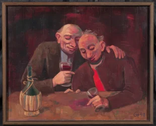 To mænd, der drikker Chianti