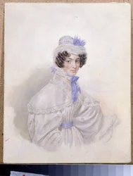 Portræt af Anna Borisovna Bakunina (1802-1835). Værk af Karl Pavlovich Briullov (Briullov) (1799-1852), akvarel på papir