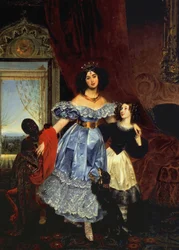 Portræt af grevinde Julia Samoilova med hendes steddatter Amazillia Pacini og en sort dreng, 1832-1834