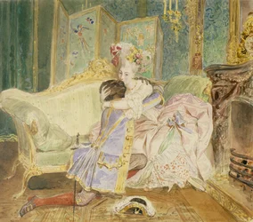 Stævnemøde. Illustration til romanen Peter den Stores sorte mand af A. Pusjkin, 1847-1849