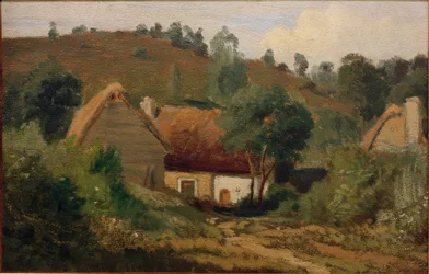 Fransk landskab med huse