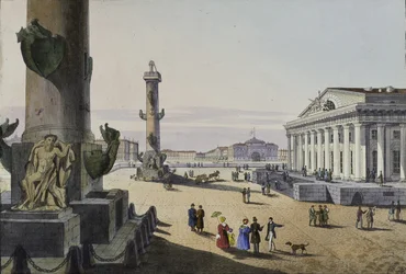 Børs og admiralitet i St. Petersborg, første halvdel af det 19. århundrede.