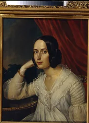Portræt af Natalia Alekseevna Tuchkova Ogareva (1829-1913) (Portræt af N. A. Tuchkova Ogareva). Peinture de Karl Reichel (1788-1857), olie på lærred 1842. Art russe