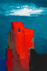 Slotsruiner, ca. 1943 (gouache på papir)