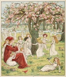 Hvordan deres børn blev stjålet væk, fra The Pied Piper of Hamelin, pub. 1888 (farve litho)